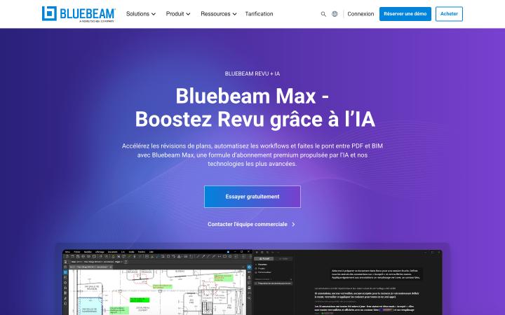 Aperçu du site de Bluebeam Max