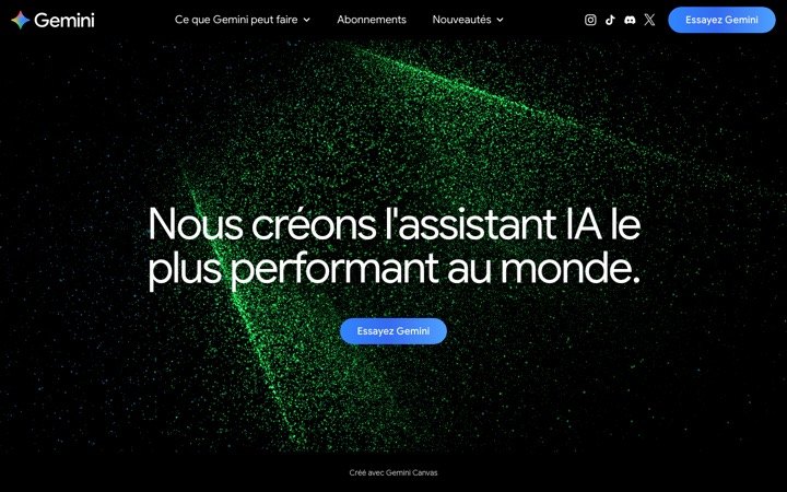 Aperçu du site de Google Gemini
