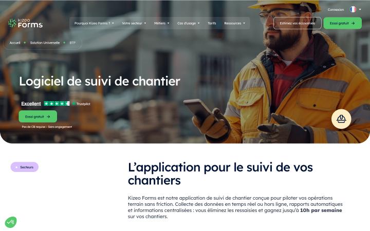 Aperçu du site de Kizeo Forms