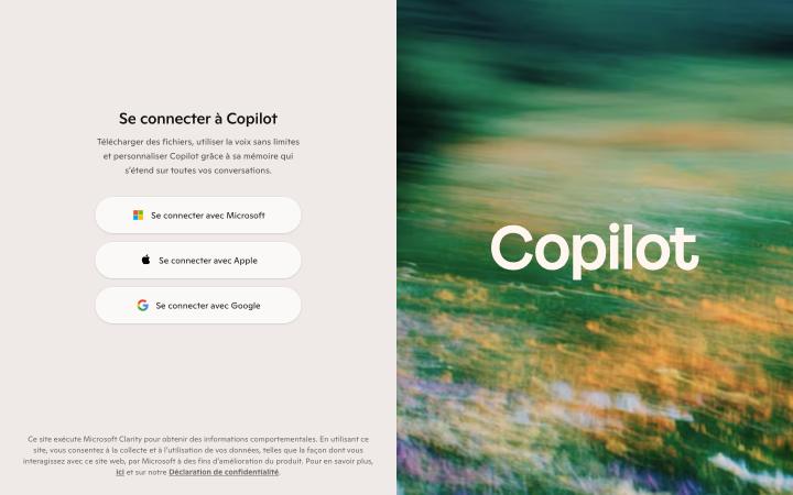 Aperçu du site de Microsoft Copilot