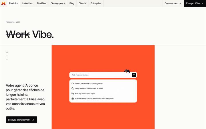 Aperçu du site de Mistral Vibe